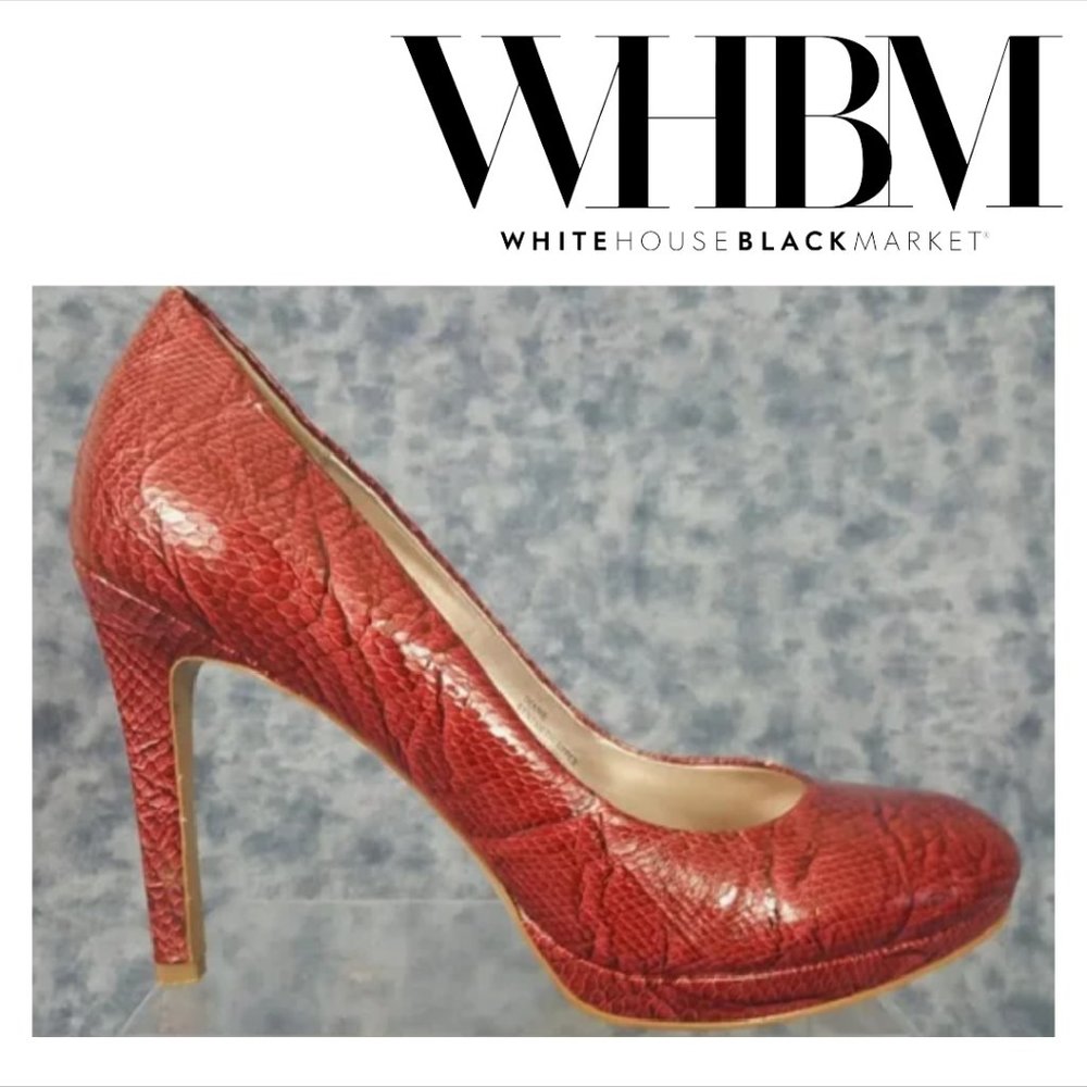 Stunning! White House Black Market Size 8. Red Leather Snake Print Heels
